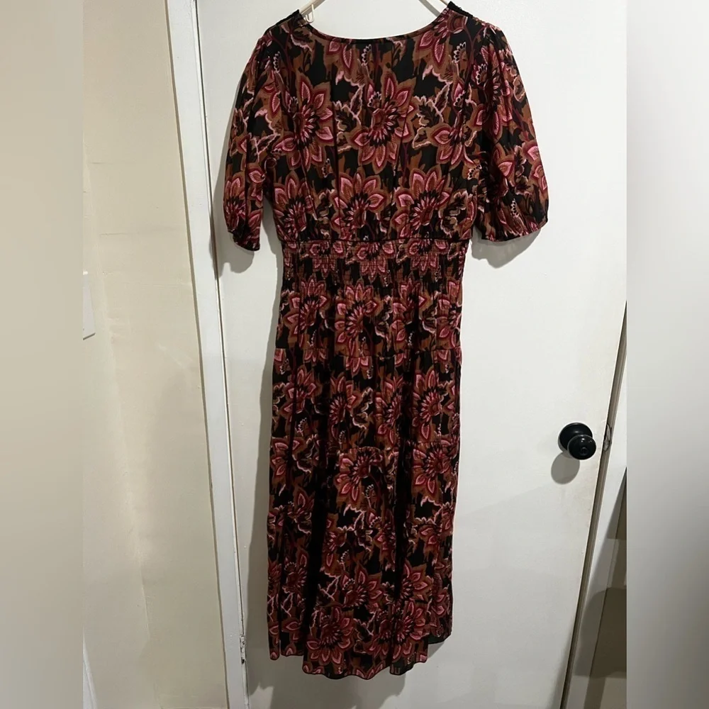 J gee Red and Black Puff Sleeve V-Neck Maxi Sundress - Picture 8 of 10